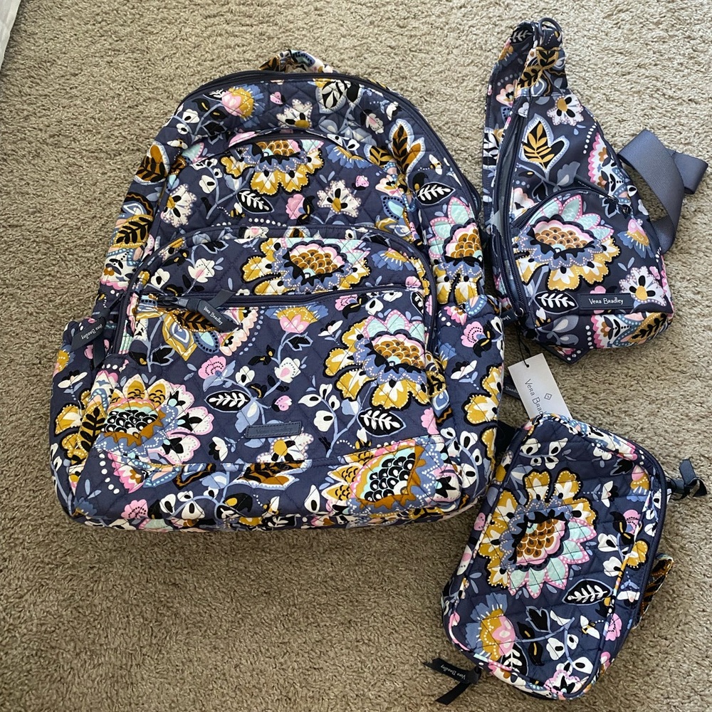 Vera Bradley backpack, sling bag, and makeup bag💕